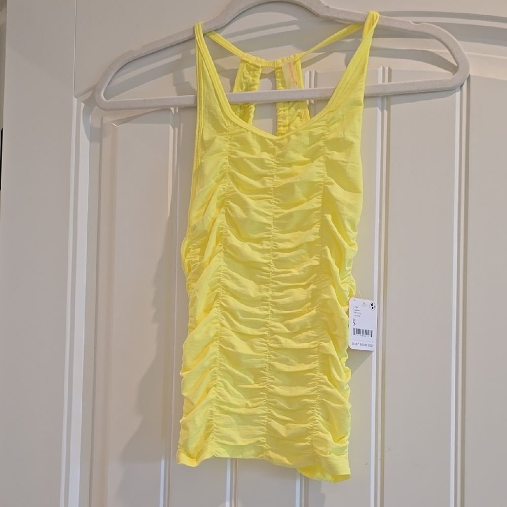 Free People Yellow Ruched Women's Top